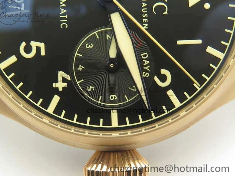 MIROTIME 0503 Big Pilot IW510301 Satin-Polished RG YLF Best Edition Black Dial On Leather Strap A Flexible 7222